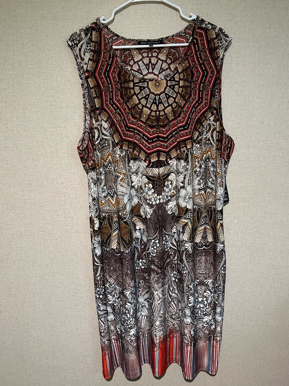 Mlle Gabrielle 3X Sleeveless Multicolor Boho Artsy Summer Dress